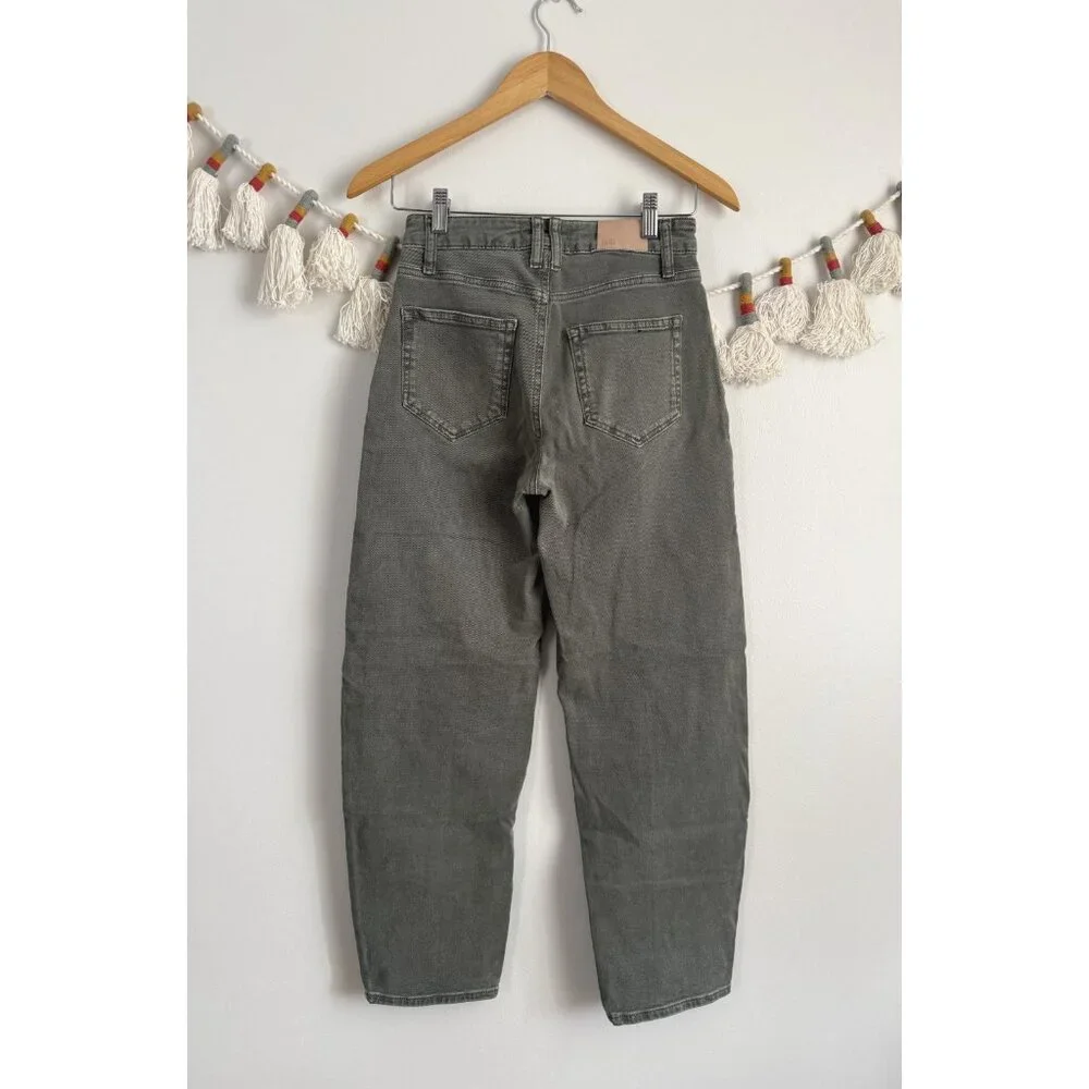 Paige Alexis Cargo Barrel Leg In Vintage Ivy Green Jeans Cotton Blend Denim 25 - Picture 3 of 12